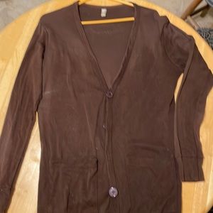 2 brown American apparel cardigan sweaters